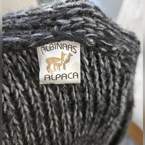 ALBINAAS ALPACA-Black & Gray Peruvian Alpaca Circle Jacket Coat Peplum Style - Picture 8 of 15